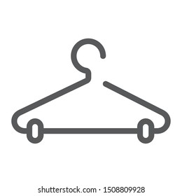 Clothes hanger line icon, laundry and wardrobe, rack sign, vector graphics, a linear pattern on a white background, eps 10.