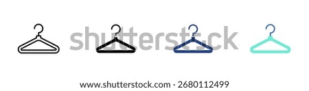 Clothes Hanger Multiple Style Icon Sheet Design Vector - Clothes hanger symbol for wardrobe, laundry drying, and clothing organization