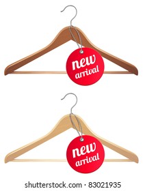 clothes hanger and new arrival tag