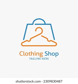 Clothes hanger and shopping bag for clothing shop logo design