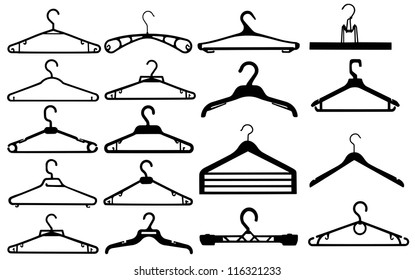 Clothes hanger silhouette collection vector illustration.