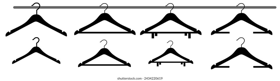 Clothes hanger silhouette collection. Vector
