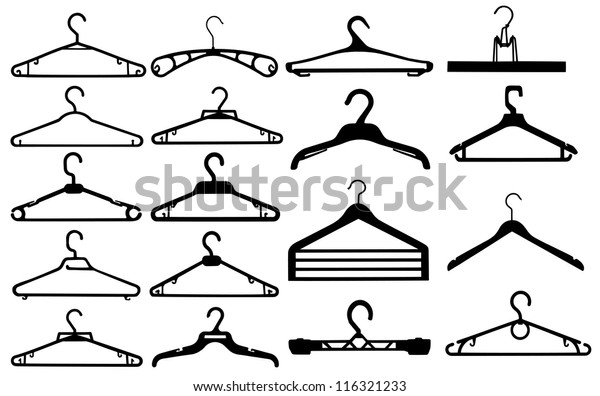 Clothes Hanger Silhouette Collection Vector Illustration Stock Vector ...