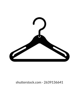 Clothes Hanger Silhouette Icon Isolated on White Background – Vector Illustration of Wardrobe or Laundry Symbol