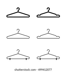 Clothes hanger silhouette icon set black color isolated on white background