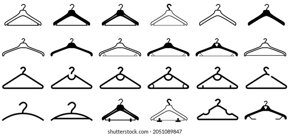 Clothes hanger silhouette icons set - Vector clothes hanger collection