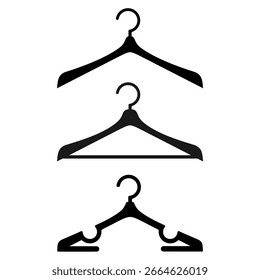 Kleiderbügel Silhouette Vektorsatz Symbol, moderne und elegante Ikonen-Ideen, einzeln auf weißem Hintergrund, kann für Sammlung oder Kleidung Ausrüstung sein