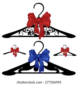 clothes hanger with silk bows - vector design elements collection