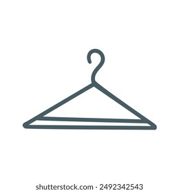 Colgador de ropa simple ilustración de estilo de boceto de garabato. Icono del estante de la ropa aislado sobre fondo blanco. Señal de armario dibujado a mano, gráficos de Vector
