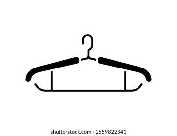 Clothes hanger. Simple illustration in black and white.