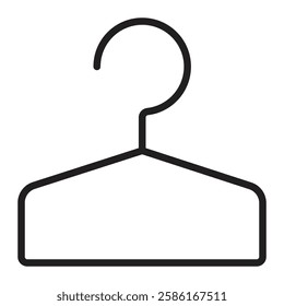 Clothes hanger single line icon, changing room sign, black editable stroke symbol, simple vector monochrome pictogram for a locker, cloakroom and wardrobe outline illustration