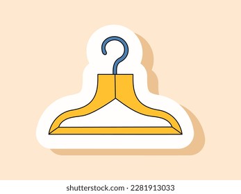 Clothes hanger. Sticker. Vector drawing with outline.