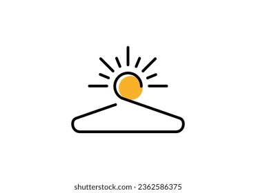 clothes hanger and sun fashion abstract logo icon vector