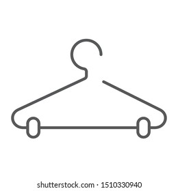 Clothes hanger thin line icon, laundry and wardrobe, rack sign, vector graphics, a linear pattern on a white background, eps 10.