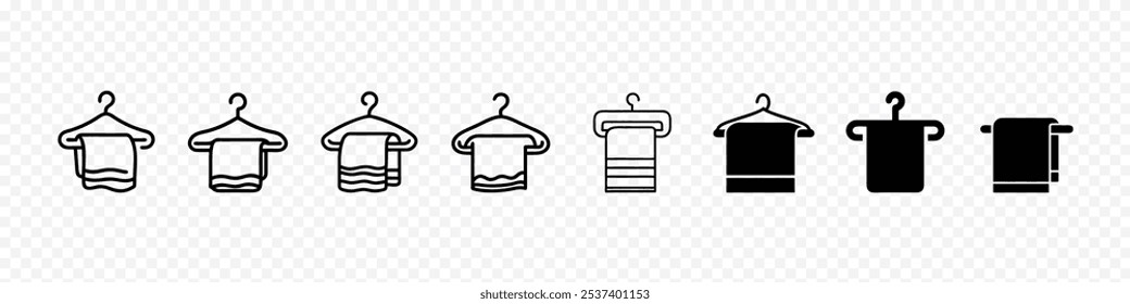  Clothes Hanger, Towel and hanger rack line icon. towel hanging on the hander icon, Hanger towel line icon. Logo of Laundry Service