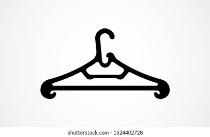 Clothes hanger vector black design. Creative Vector template for fashion hanger. Hanger flat icon illustration on white background
