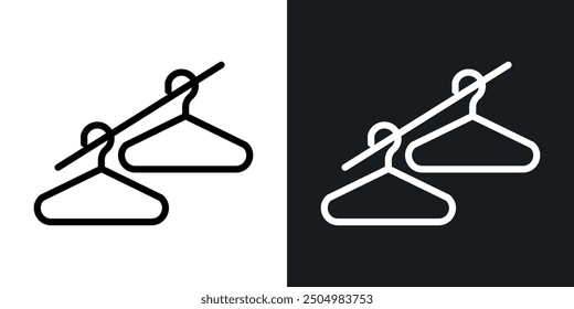 Clothes hanger vector icon set black and white filled and outlined style.