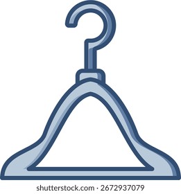Icono del Vector de la suspensión de la ropa con el fondo transparente. Diseño de color azul cambiable.