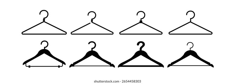Clothes Hanger Vector Icons set— Line Style EPS for Web, App and Infographic Use.