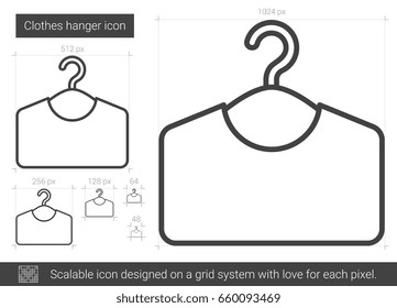 Clothes hanger vector line icon isolated on white background. Clothes hanger line icon for infographic, website or app. Scalable icon designed on a grid system.