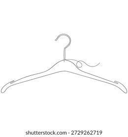 Colgadores de ropa dibujo de línea continua aislado sobre fondo blanco