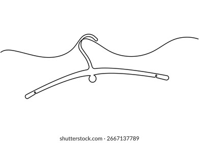 Clothes hangers continuous one line drawing minimalist fashion wardrobe vector illustration