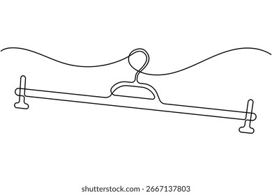 Clothes hangers continuous one line drawing minimalist fashion wardrobe vector illustration