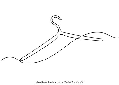 Clothes hangers continuous one line drawing minimalist fashion wardrobe vector illustration