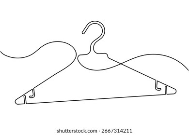 Colgadores de ropa de una línea continua de dibujo de Ilustración vectorial de armario de moda minimalista