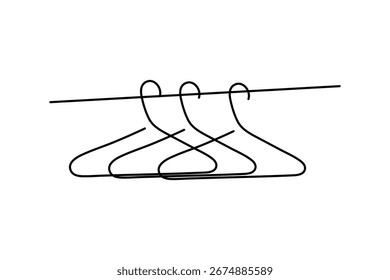 Colgadores de ropa continua de una línea de dibujo minimalista ilustración de contorno
