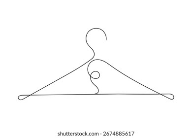 Kleiderbügel durchgehende einzeilige Zeichnung minimalistischen Umriss Illustration
