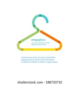 Clothes hangers flat line icon infographic illustration template for web or brochure. Vector illustration.
