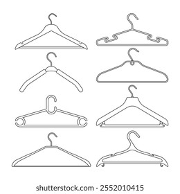 Clothes hangers line icons editable stroke hand drawn vector objects