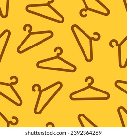 Clothes hangers seamless pattern isolated on yellow background. Suitable for design, textile, wrapping paper, covers etc. EPS 10 vector illustration.