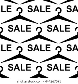 Clothes hangers seamless pattern silhouette isolated on white background. Vector texture