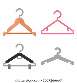 Clothes hangers vector cartoon set isolated on a white background.