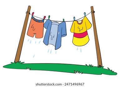 Ropa colgando y secando en una cuerda