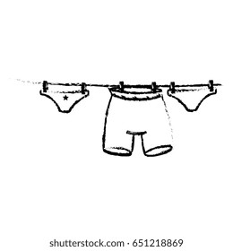 Clothes hanging in the laundry