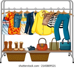 Clothes hanging on the bar illustration