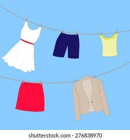 Clothes hanging on a rope