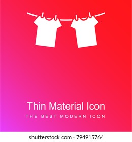 Clothes hanging on rope for drying red and pink gradient material white icon minimal design