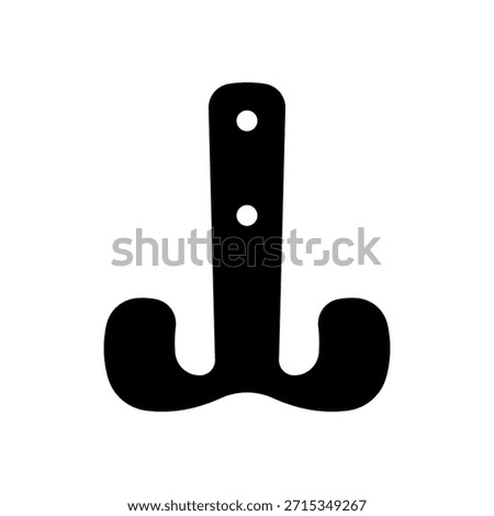 Clothes hook icon. Black silhouette. Front view. Vector simple flat graphic illustration. Isolated object on a white background.