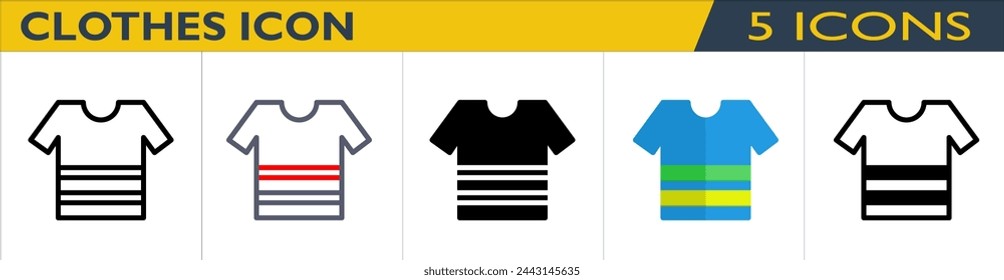 Clothes icon with 5 styles (outline, color outline, solid, color and mixed)