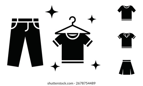 Un icono de la ropa aislado en el fondo blanco en estilo simple. Esta Imagen de Vector es perfecta para su uso en moda, prendas de vestir y diseños relacionados con el comercio minorista.