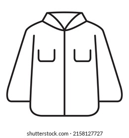 Clothes icon line style.Men jacket clothing.Unisex down jacket.Minimal flat outline vector illustration. Isolated on white background.