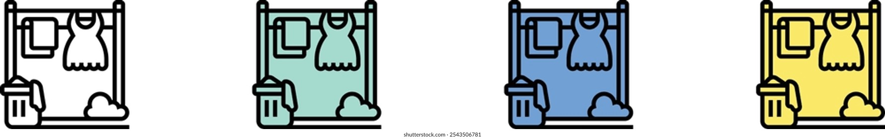 clothes icon. Outline, Green, Blue and Yellow Style Design Isolated On White Background