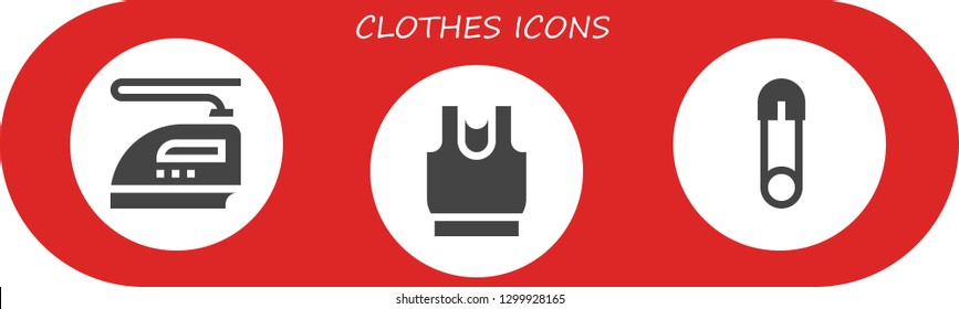  clothes icon set. 3 filled clothes icons.  Simple modern icons about  - Iron, Clothes, Safety pin