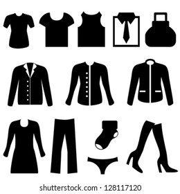 Clothes icon set in black