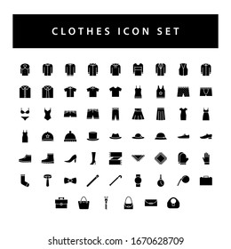 Icono de ropa con diseño de estilo glifo de color negro.