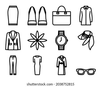 Clothes Icon Set. Bold outline design with editable stroke width. Vector Illustration.